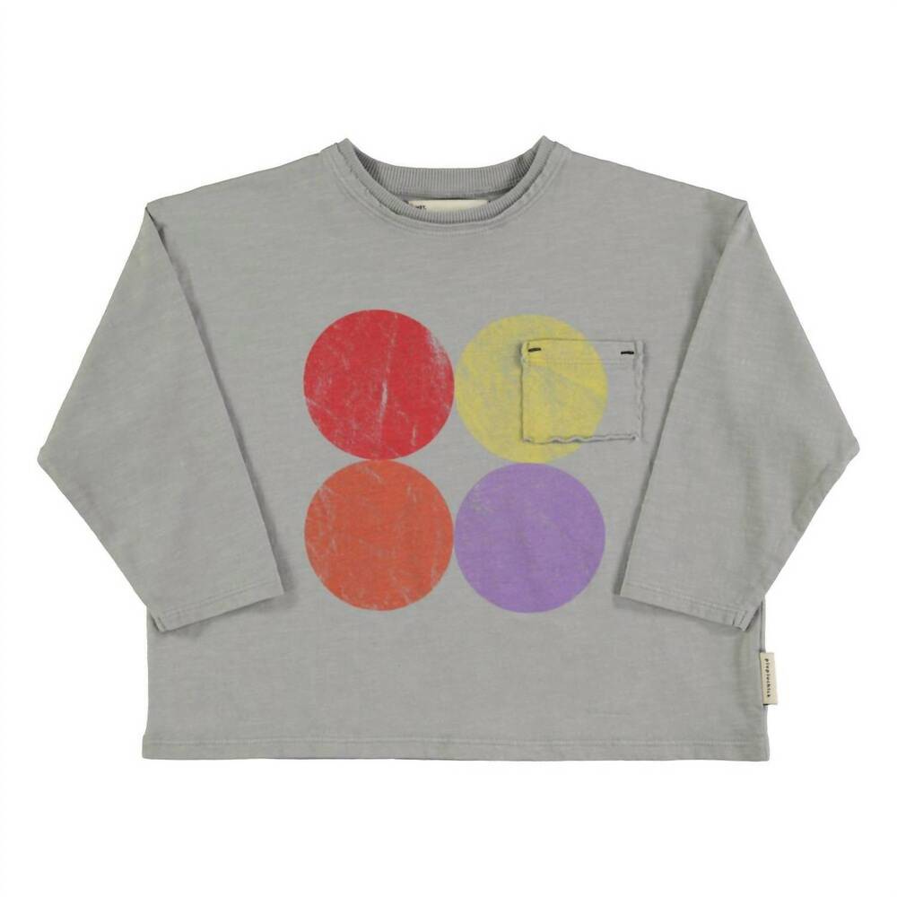 NEW PIUPIUCHICK kid's longsleeve sweats in grey with multicolor circles print